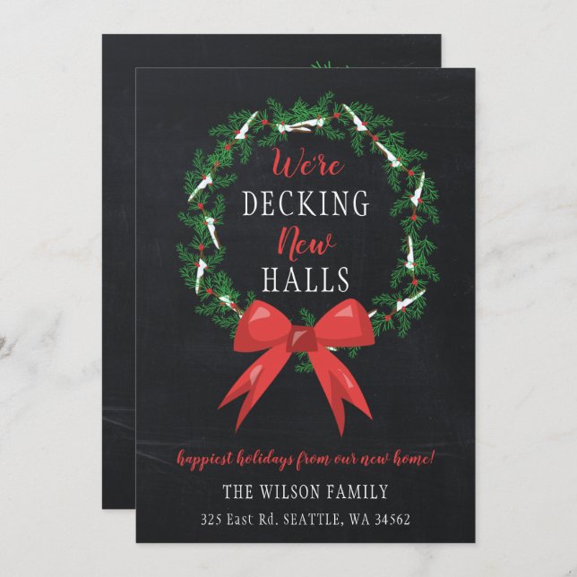 Chalk Decting the New Halls Flytta Notification Julkort (Fram/baksida)