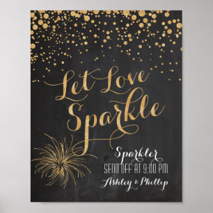 Chalk Glitter Let Kärlek Gnistra, Sparkler-sändnin Poster