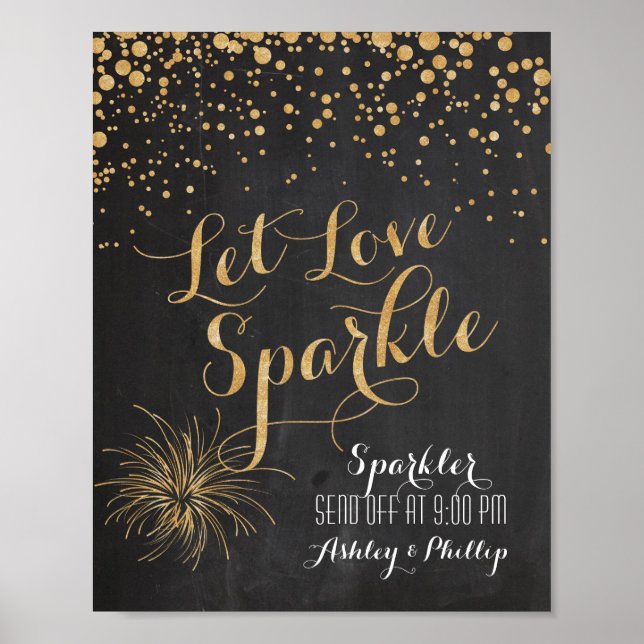 Chalk Glitter Let Kärlek Gnistra, Sparkler-sändnin Poster (Framsidan)