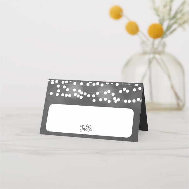 Chalk Hanging Ljus Bröllop Place Card Placeringskort (Framsida)