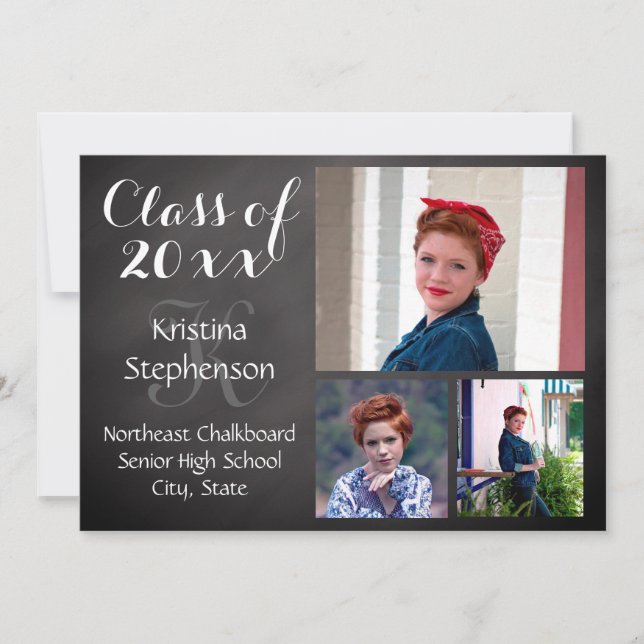Chalk High School Photo Studenten-meddelande Inbjudningar (Framsida)