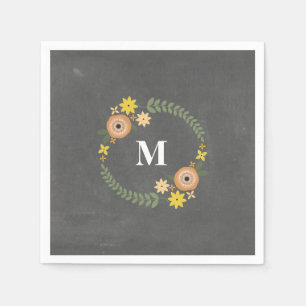 Chalk Inspired Monogram Napkins Bröllop Pappersservett