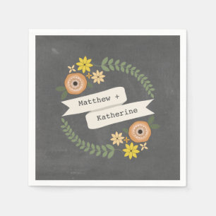 Chalk Inspired Wandan Bröllop Napkins Pappersservett