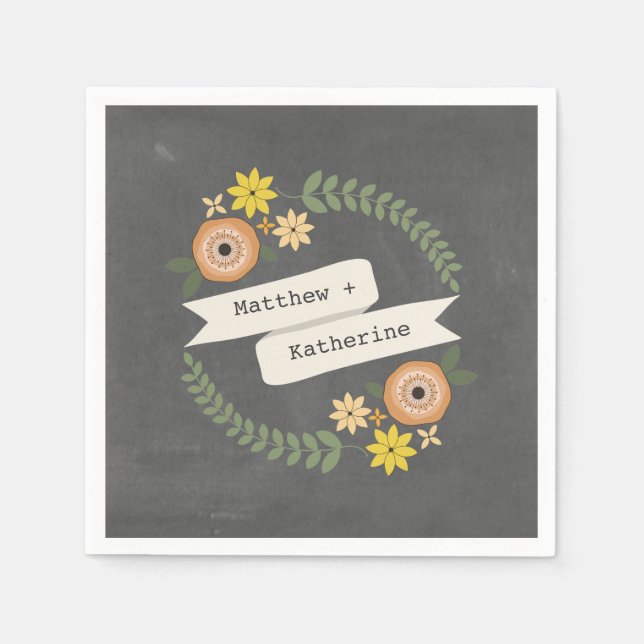 Chalk Inspired Wandan Bröllop Napkins Pappersservett (Framsidan)