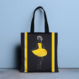 Chalk Line Art Woman Tropical Orange Tygkasse