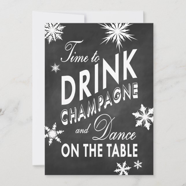 Chalk Nya årets dags att dricka champagne Inbjudan (Framsida)