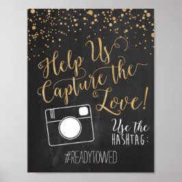 Chalk och Glitter Bröllop Hash Märkre Sign Poster