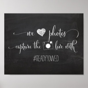 Chalk och Glitter Bröllop Hash Märkre Sign Poster