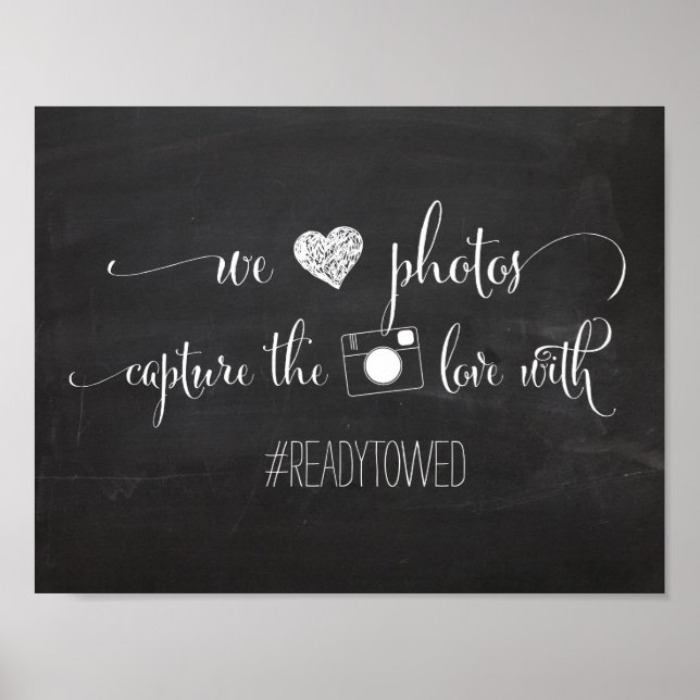 Chalk och Glitter Bröllop Hash Märkre Sign Poster (Framsidan)