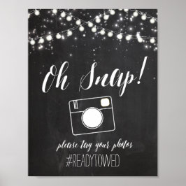 Chalk och Glitter Ljus Bröllop Hash Märkre Sign Poster