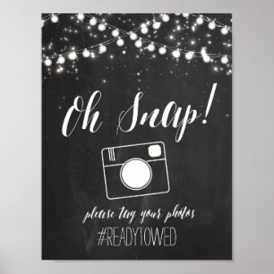 Chalk och Glitter Ljus Bröllop Hash Märkre Sign Poster