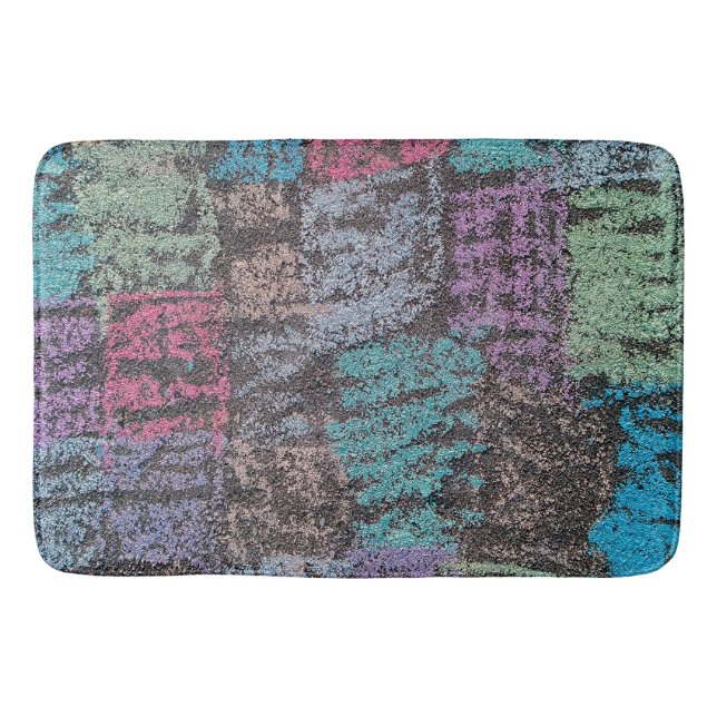 Chalk på sidopromenadkonsten i gultens vita lila badrumsmatta (Framsidan)