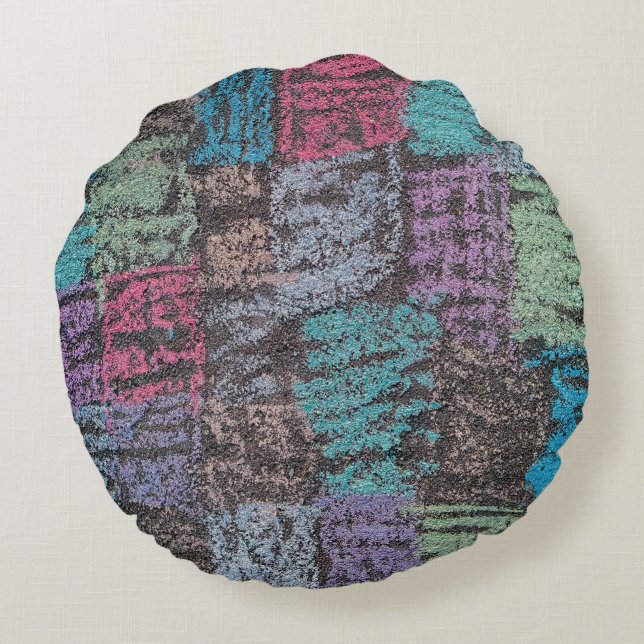 Chalk på trottoaren rund kudde (Baksidan)