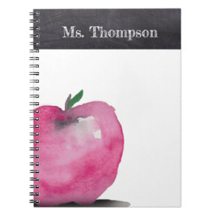 Chalk Personlig Watercolor Apple Teacher Namn Anteckningsbok