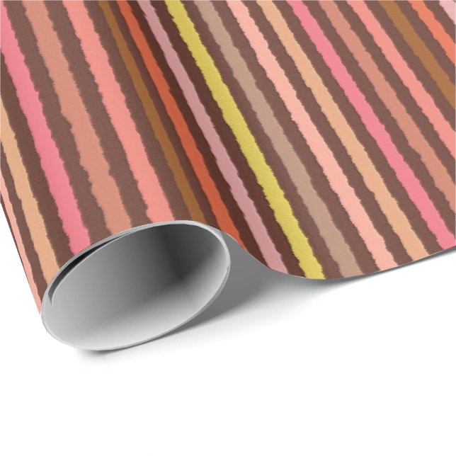 Chalk Rand - Chocolate Brown and Coral Presentpapper (Rullad Hörn)