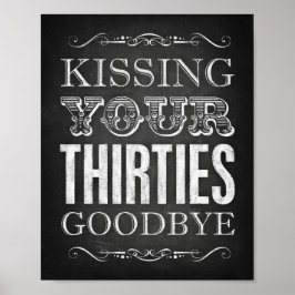 Chalk Stil KISSERAR TRE GOODBYE-Skriv ut Poster