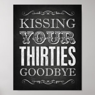 Chalk Stil KISSERAR TRE GOODBYE-Skriv ut Poster