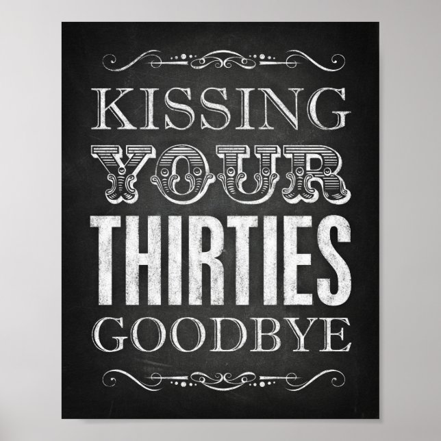 Chalk Stil KISSERAR TRE GOODBYE-Skriv ut Poster (Framsidan)