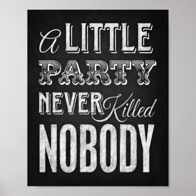 Chalk Stil PARTY HALVERKALLAT NOBODY-TECKEN Poster (Framsidan)