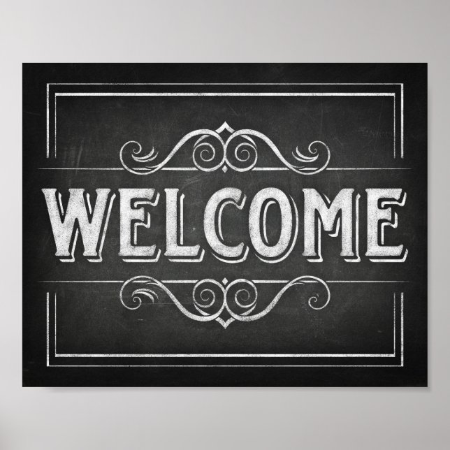 Chalk Stil Party Print/WELCOME Sign Poster (Framsidan)
