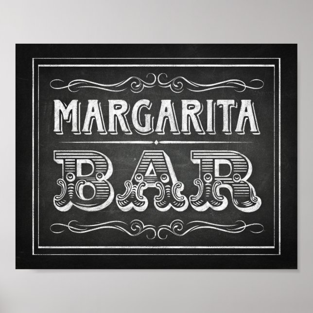 Chalk Stil Party Signs/MARGARITA PUB Sign Poster (Framsidan)