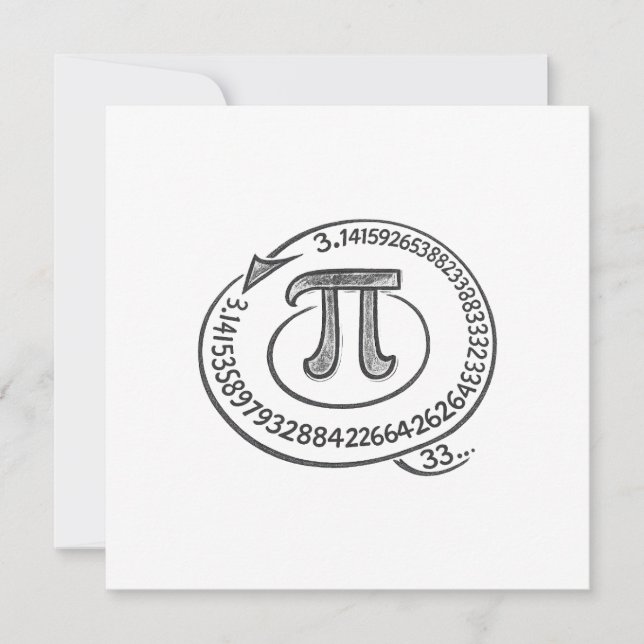 Chalk Style Pi Symbol with Digits – Math Pi Day Julkort (Framsida)