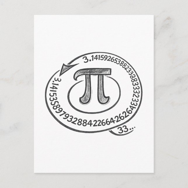 Chalk Style Pi Symbol with Digits – Math Pi Day Vykort (Framsida)
