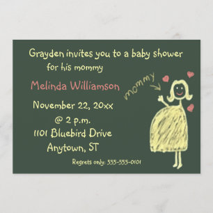 Chalk Teckning Baby Shower-inbjudan från barn Inbjudningar