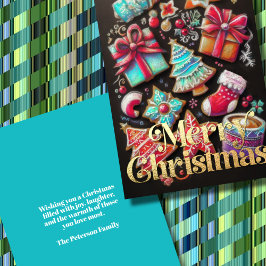 Chalk Teckning dekorerade julkakor Brown Kort