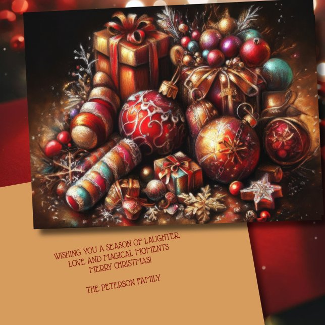 Chalk Teckning jul Gift Candy Ornament Helgkort (Skapare uppladdad)