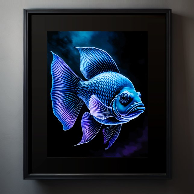 Chalk Teckning of Fish on Black Poster (Skapare uppladdad)