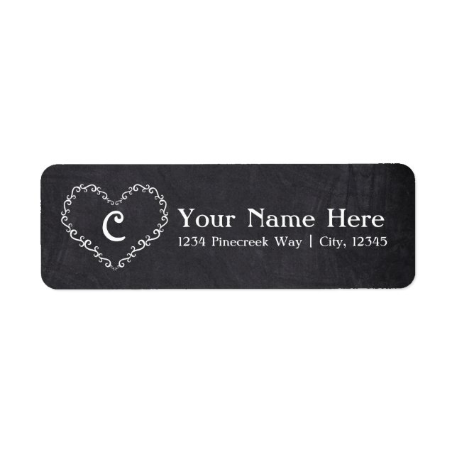 Chalk White Ornament Heart Valentine-adressetikett Returadress Etikett (Framsidan)