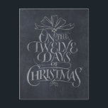 Chalkboard 12-dagars jul Black Chalk Helg Vykort<br><div class="desc">Fashionable and roligt chalkboard-vykort. Det får folk att bryta ut i sång.. "Fem Guld Ringar... " Ställe i en liten träbräda ram och det skulle vilja ha en riktig skifferbräda - perfekt för dekorering. Den har till och med en riktig bakgrund av kretskort. Det finns också en mer färgstark och...</div>
