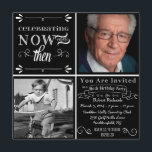 Chalkboard 80th Birthday Square Photo Inbjudan<br><div class="desc">Gästerna kommer att bli glada över att få det här trendiget, chic, krita, typografi designad 80:e födelsedagsfest inbjudan med en vintage. Med mallen then och now themed kan du enkelt anpassa den här åttionde födelsedagsfesten inbjudan med bilder av födelsedagskalkaren eller gungeln. Du kan också anpassa texten med din personliga information....</div>