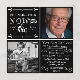 Chalkboard 80th Birthday Square Photo Inbjudan