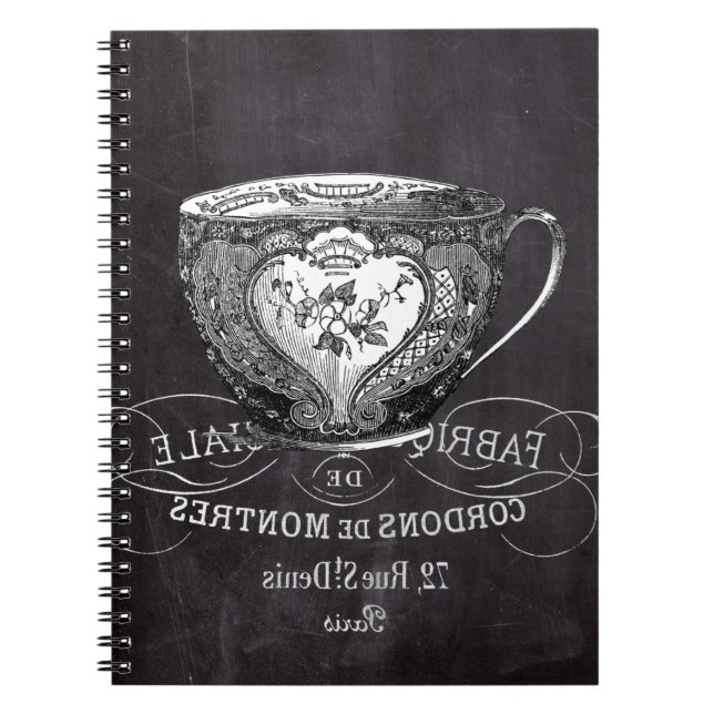 Chalkboard Alice i Wonderland tea party tekopp Anteckningsbok (Framsidan)