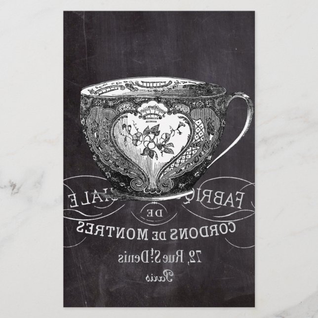 Chalkboard Alice i Wonderland tea party tekopp Brevpapper (Framsida)