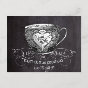 Chalkboard Alice i Wonderland tea party tekopp Inbjudan Vykort