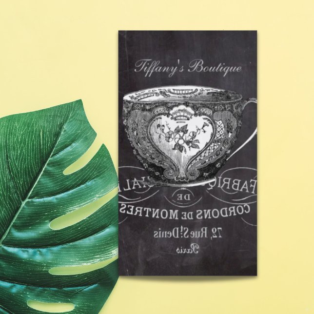 Chalkboard Alice i Wonderland tea party tekopp Visitkort (Chalkboard Alice in Wonderland tea party teacup Business Card)