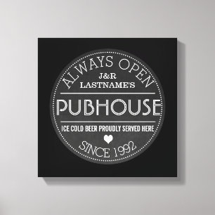 Chalkboard Anpassningsbar par Pubhouse med Bröllop Canvastryck