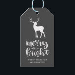 Chalkboard Antler Merry & Bright Script-jul Presentetikett<br><div class="desc">White Antler Merry & Bright Script-jul</div>