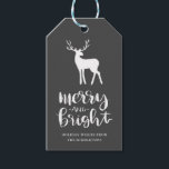 Chalkboard Antler Merry & Bright Script-jul Presentetikett<br><div class="desc">White Antler Merry & Bright Script-jul</div>