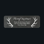 Chalkboard Antlers Vintage Returetiketters Returadress Etikett<br><div class="desc">Julens returetiketter i den rustiska land-kritan i mönster med bilder av julklappar i rött.</div>