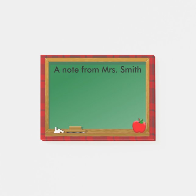 Chalkboard Apple Red Play Teacher's Post-it Block (Framsida)