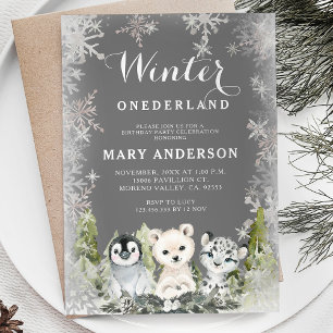 Chalkboard Arctics Winter Onederland Birthday Inbjudningar