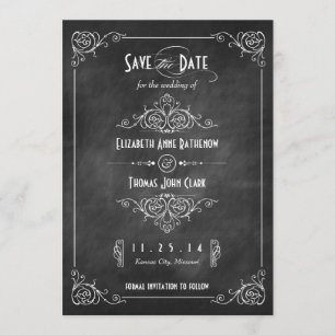 Chalkboard Art Deco Spara datumkort Datumet