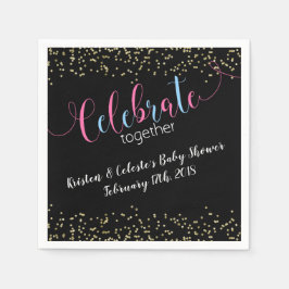 Chalkboard baby förenade vänner firande pappersservett