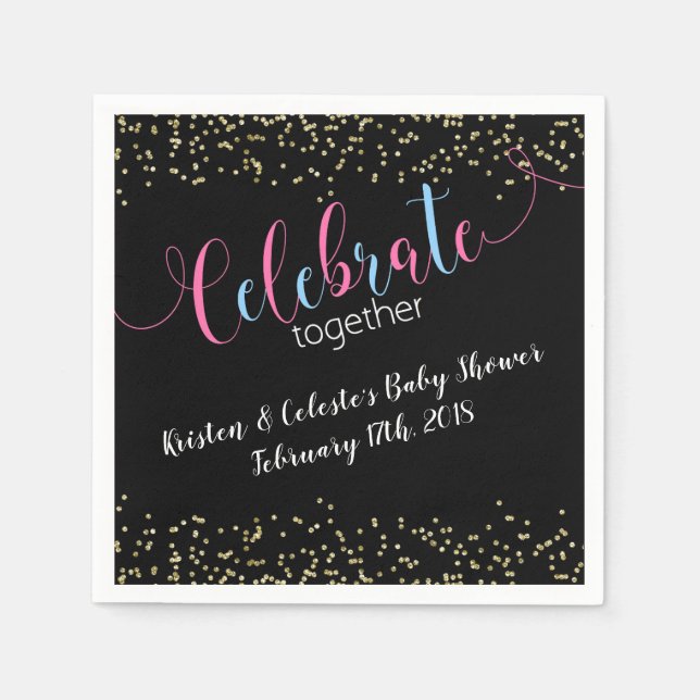 Chalkboard baby förenade vänner firande pappersservett (Framsidan)