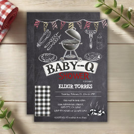 Chalkboard Baby-Q Grill Baby Shower Inbjudningar