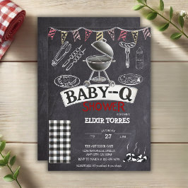 Chalkboard Baby-Q Grill Baby Shower Inbjudningar